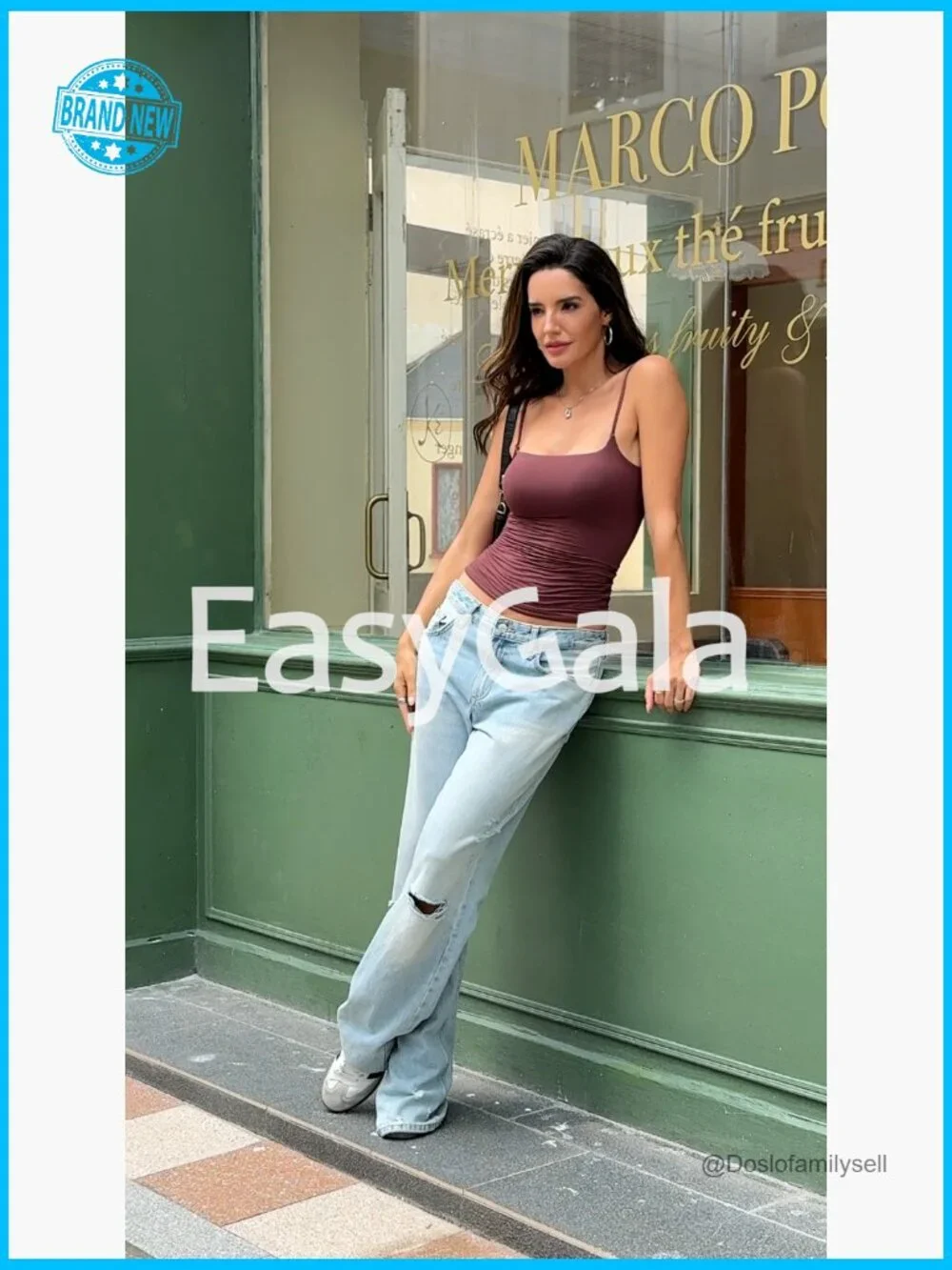 Double Lined Square Neck Tank Top Adjustable Spaghetti Strap Cami Y2K Style - Picture 7 of 7